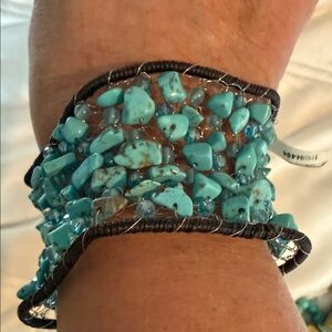 Turquoise Beaded Bracelet, 6 1/4” long